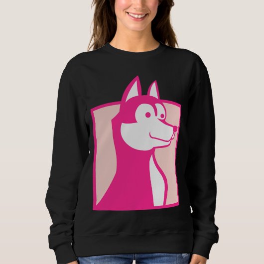 Pink Husky Dog Trui (Voorkant)