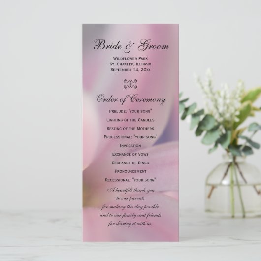 Pink Hyacinth Flowers Wedding Programme Programmakaart (Staand voorkant)