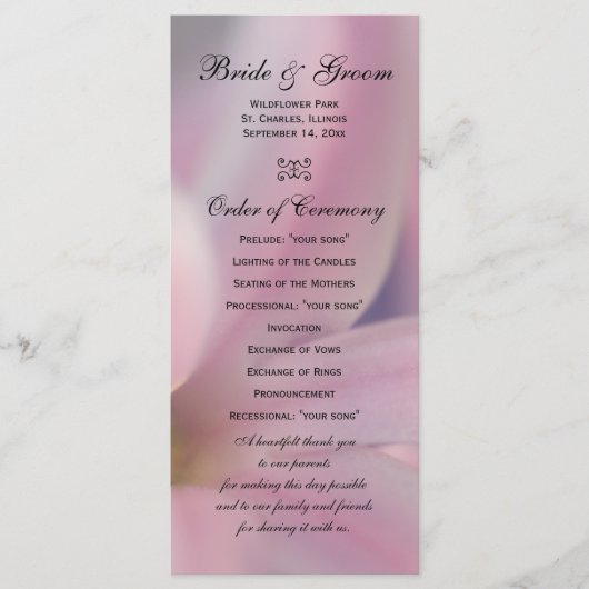 Pink Hyacinth Flowers Wedding Programme Programmakaart (Voorkant)