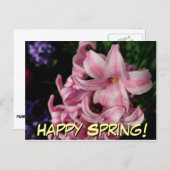 Pink Hyacinth Spring Floral Briefkaart (Voorkant / Achterkant)