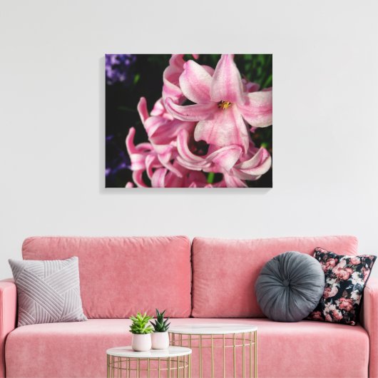 Pink Hyacinth Spring Floral Canvas Afdruk (Insitu (Woonkamer))