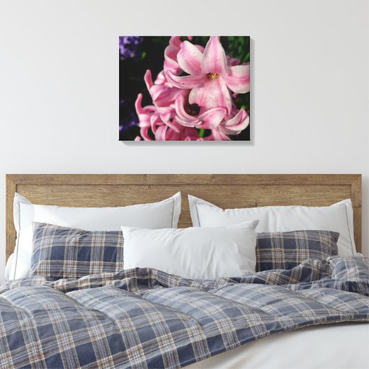 Pink Hyacinth Spring Floral Canvas Afdruk (Insitu (Slaapkamer))