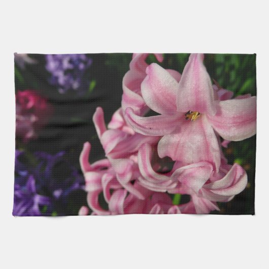 Pink Hyacinth Spring Floral Theedoek (Horizontaal)
