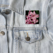 Pink Hyacinth Spring Floral Vierkante Button 5,1 Cm (In situ)