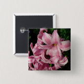 Pink Hyacinth Spring Floral Vierkante Button 5,1 Cm (Voorkant /achterkant)