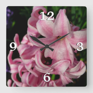 Pink Hyacinth Spring Floral Vierkante Klok