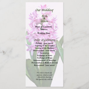 Pink Hyacinths Duo Wedding Program Programmakaart