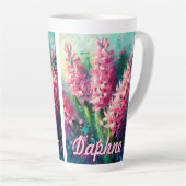 Pink Hyacinths Hyacinth Floral Personalized Latte Mok (Rechterhoek)