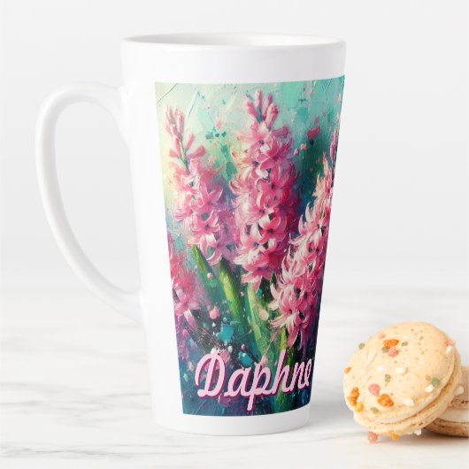 Pink Hyacinths Hyacinth Floral Personalized Latte Mok (In situ)