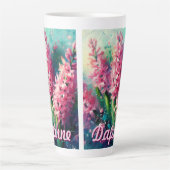 Pink Hyacinths Hyacinth Floral Personalized Latte Mok (Voorkant)
