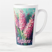 Pink Hyacinths Hyacinth Floral Personalized Latte Mok (Rechts)