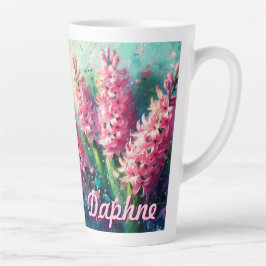 Pink Hyacinths Hyacinth Floral Personalized Latte Mok