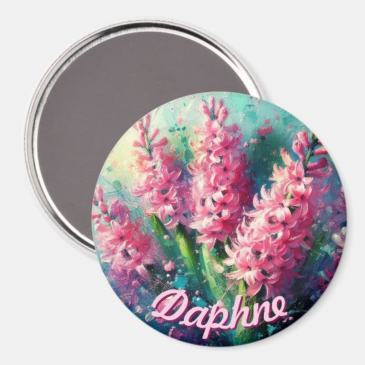 Pink Hyacinths Hyacinth Floral Personalized Magneet (Voorkant / Achterkant)