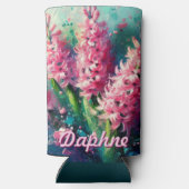Pink Hyacinths Hyacinth Floral Personalized Seltzer Blikjeskoeler (Achterkant)