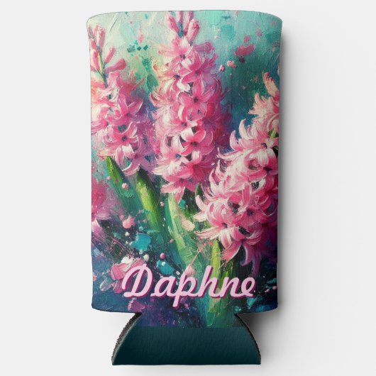 Pink Hyacinths Hyacinth Floral Personalized Seltzer Blikjeskoeler (Voorkant)