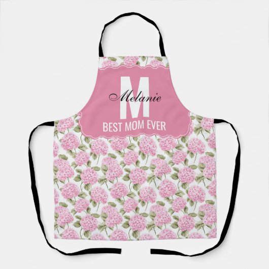  Pink Hydragea Floral Pattern Monogram Best Mom  Schort (Voorkant)