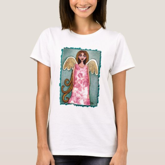 Pink Hydrangea Angel - damt-shirt T-shirt (Voorkant)
