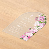 Pink Hydrangea Arch Wedding Acryl Uitnodigingen (Laagn)