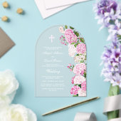 Pink Hydrangea Arch Wedding Acryl Uitnodigingen (Insitu (Huwelijk))