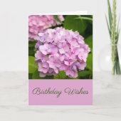 Pink Hydrangea Birthday Wishes Greetings Kaart (Voorkant)