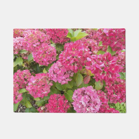 Pink Hydrangea Blooms Floral Deurmat (Voorkant)
