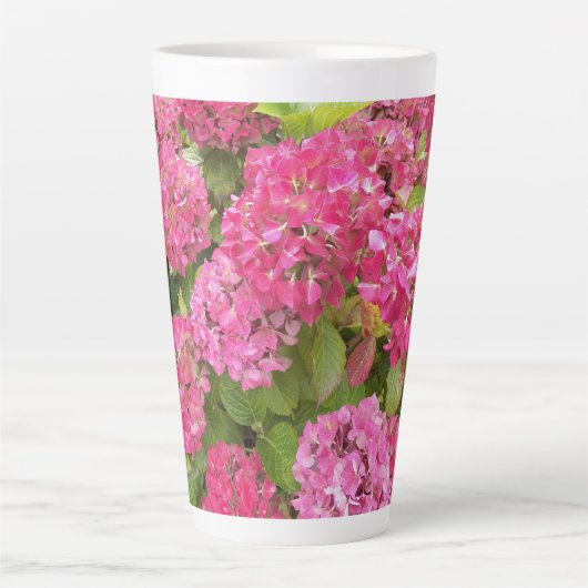 Pink Hydrangea Blooms Floral Latte Mok (Voorkant)