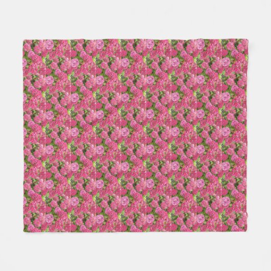 Pink Hydrangea Blooms Floral Pattern Fleece Deken (Voorkant (Horizontaal))