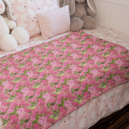 Pink Hydrangea Blooms Floral Pattern Fleece Deken