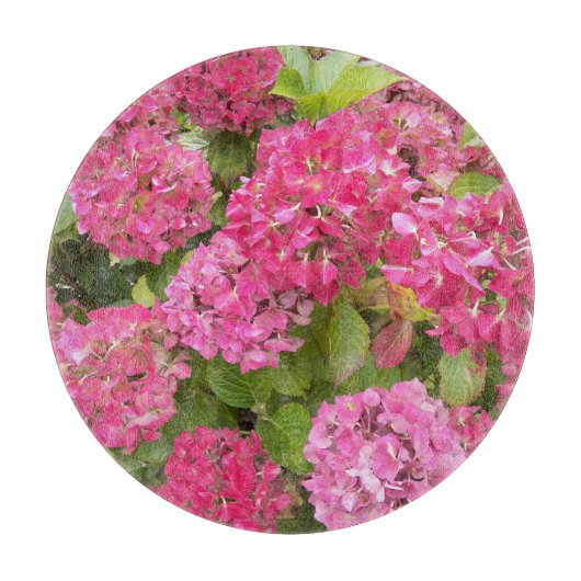 Pink Hydrangea Blooms Floral Snijplank (Voorkant)