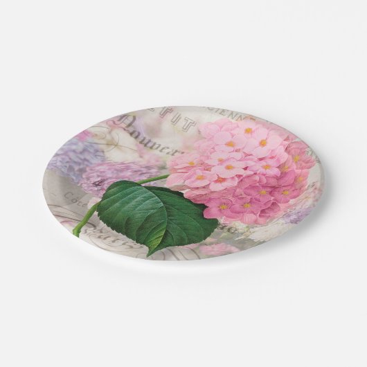 Pink Hydrangea Borden Papieren Bordje (Gekanteld)