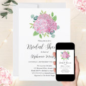 Pink Hydrangea Bouquet Botanisch Vrijgezellenfeest Kaart