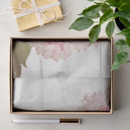Pink Hydrangea Butterfly Flower Florence Script Ar Tissuepapier (Geschenk)