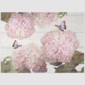 Pink Hydrangea Butterfly Flower Florence Script Ar Tissuepapier (Voorkant)