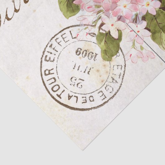 Pink Hydrangea Carte Postale Flower  Frans Tissuepapier (Detail)