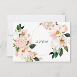 Pink Hydrangea Cosmos White Tulip Wedding RSVP Kaartje