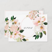 Pink Hydrangea Cosmos White Tulip Wedding RSVP Kaartje (Voorkant / Achterkant)