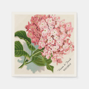 Pink Hydrangea Custom Wedding Napkins Servetten