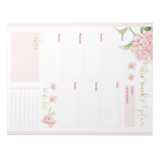 Pink Hydrangea Daily Planner Notitieblok (Voorkant)