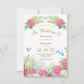Pink Hydrangea Elegant Floral Wedding Invitation (Voorkant)