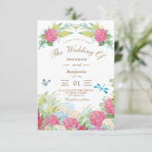 Pink Hydrangea Elegant Floral Wedding Invitation