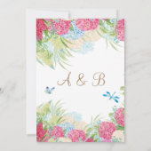 Pink Hydrangea Elegant Floral Wedding Invitation Kaart (Achterkant)