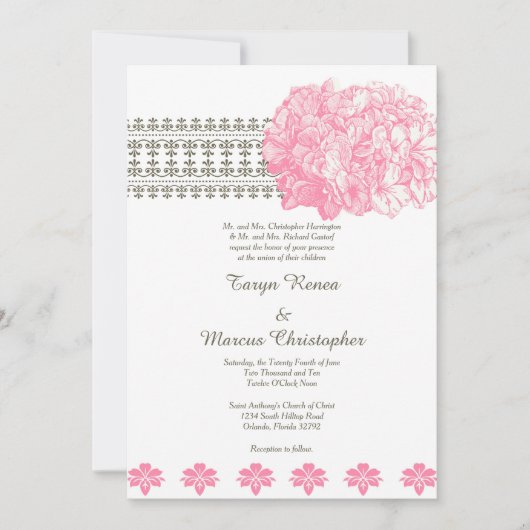 Pink Hydrangea Floral 5 x 7 Weddenschap Kaart (Voorkant)