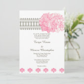 Pink Hydrangea Floral 5 x 7 Weddenschap Kaart (Staand voorkant)