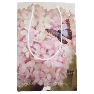 Pink Hydrangea Floral Butterfly Flower Script Art Medium Cadeauzakje