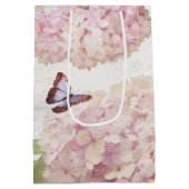 Pink Hydrangea Floral Butterfly Flower Script Art Medium Cadeauzakje (Achterkant)