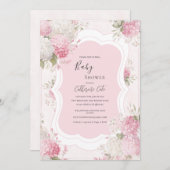 Pink Hydrangea Floral Elegant Baby Shower Kaart (Voorkant / Achterkant)