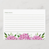Pink Hydrangea Floral Recipe Informatiekaartje (Achterkant)