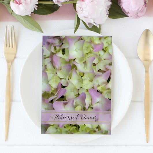 Pink Hydrangea Flower Wedding Rehearsal Dinner Kaart