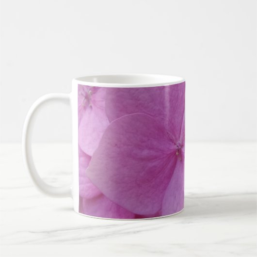 Pink Hydrangea Flower White Coffee Mok (Links)