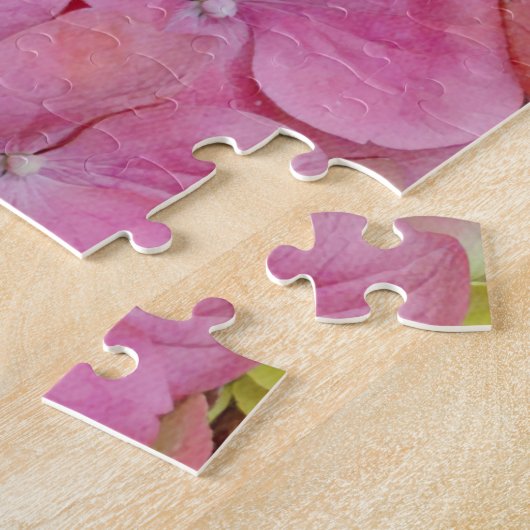 Pink Hydrangea Flowers Puzzle Legpuzzel (Zijkant)